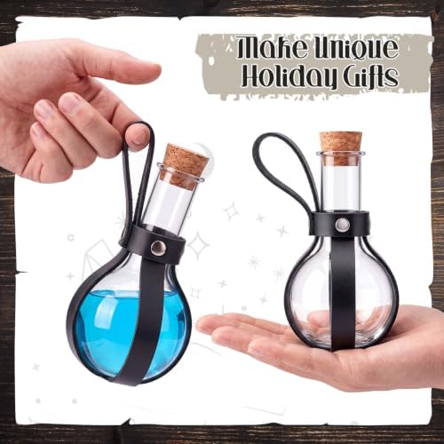 Baderke 6 Set 3oz Plastic Potion Bottle with Cork Stopper, Black