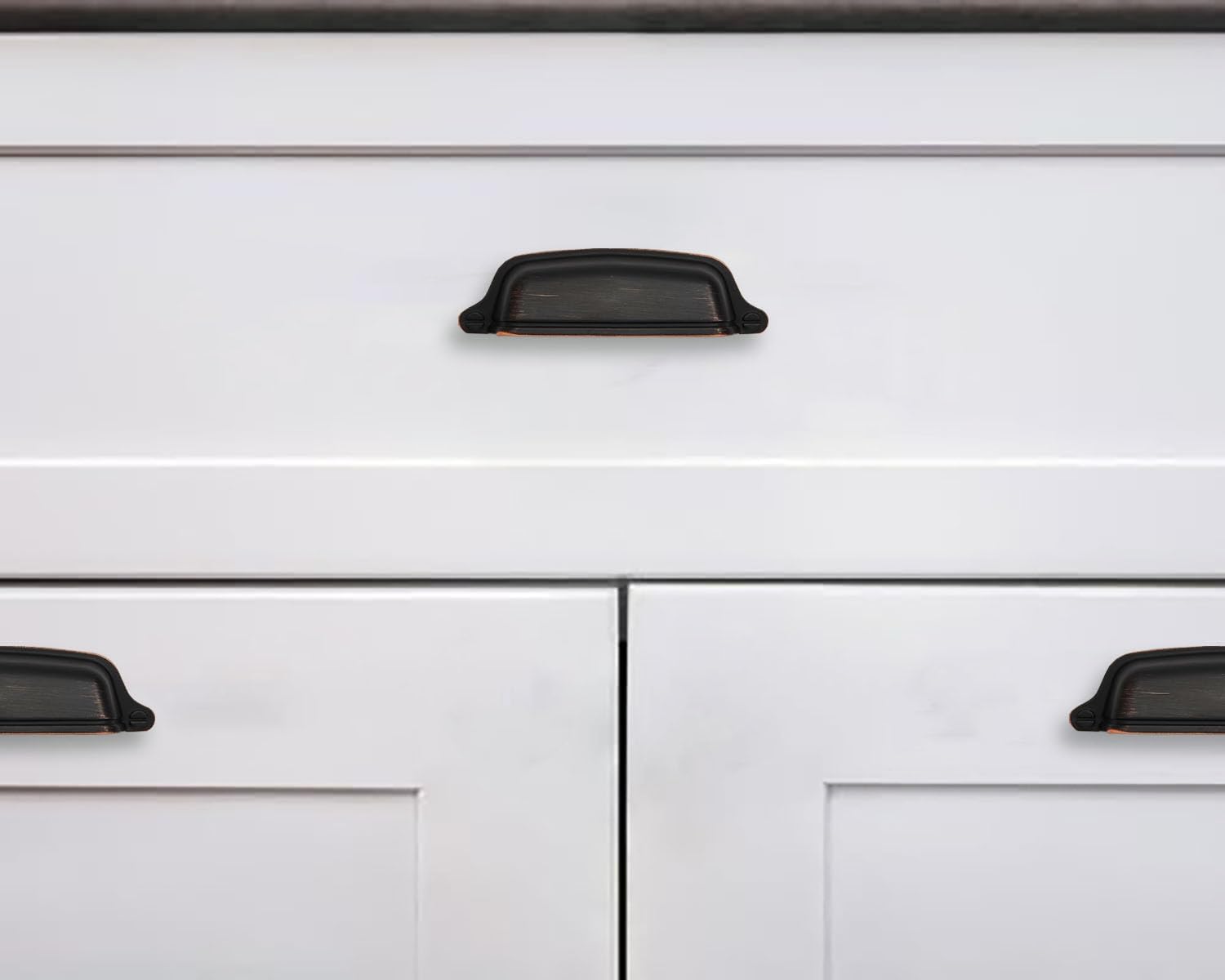 1/ Drawer Pulls Brushed Cabinet Cup / Cup Pulls 2-1/2 Inch Hole Center / Oil Rubbed Bronze / 2 Inch