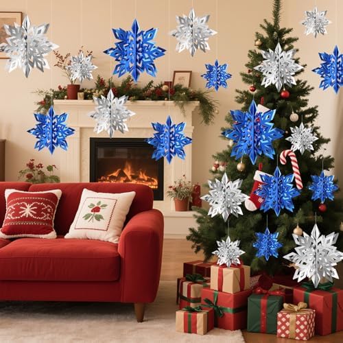 24PCS Hanging Snowflake Decorations Winter Wonderland Party Supplies