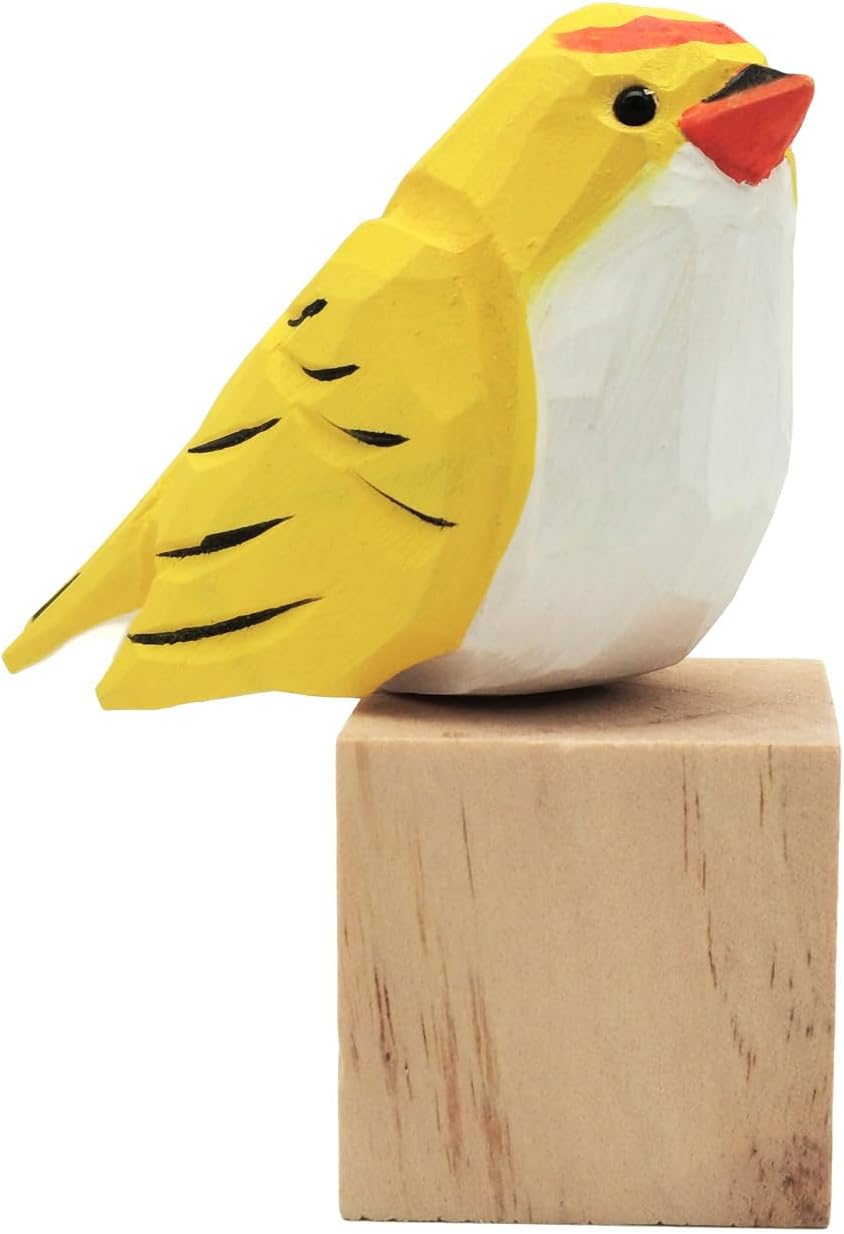 Bird Figurine / Vivid Bird Statue / Yellow Bird