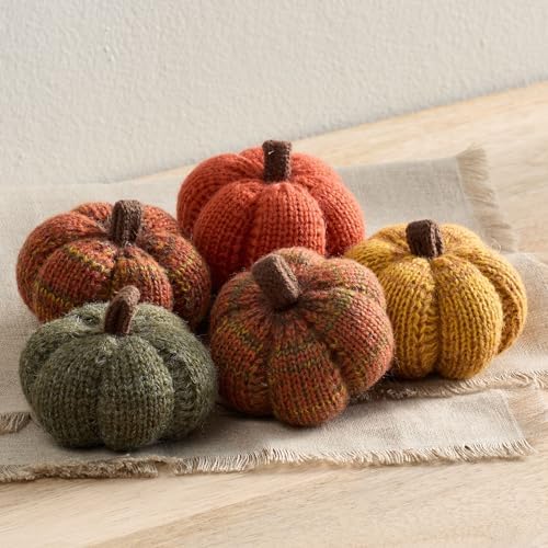 Set of 5 Mini Knit Pumpkins (Spiced Maple 2.5 Inch Set)