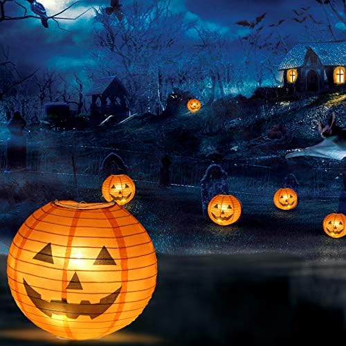 Kesoto Halloween Jack-O-Lantern Paper Lanterns Halloween Pumpkin Hanging Paper Lantern for Home Outdoor Decoration, Multi-Sized, Pack of 10