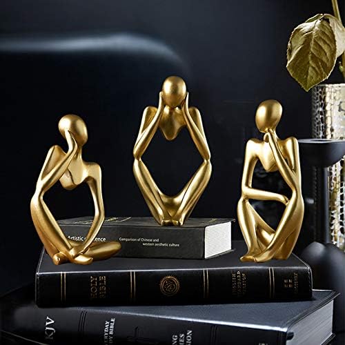 Resin Thinker Style Abstract Sculpture Statue Collectible Figurines Home Office Bookshelf / Gold