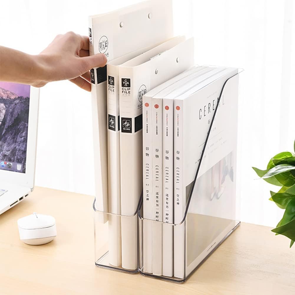 Magazine Holder, Clear Plastic Vertical File Magazine Organizer, Desktop File Magazine Book Storage Shelf for Office