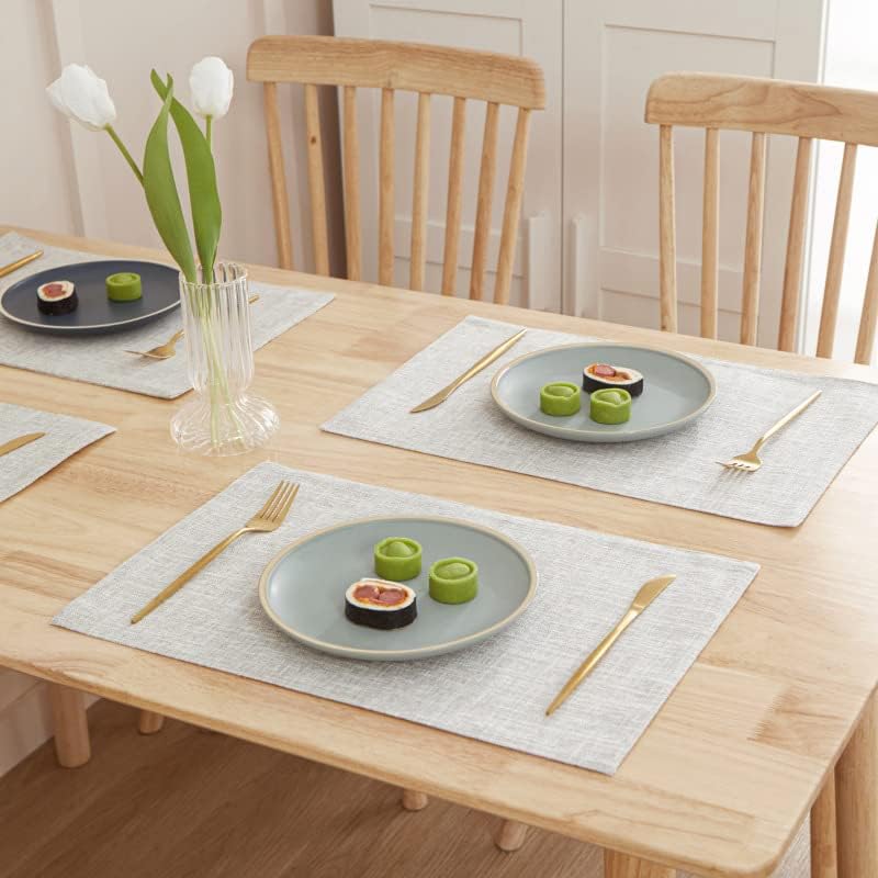 Weabetfu Cloth Placemats Set of 6 Heat Resistant Dining Table Placemmats | Cotton Linen Machine Washable Kitchen Table