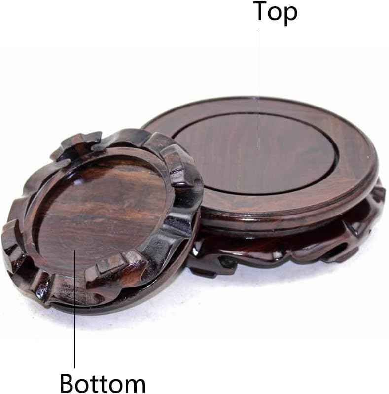 Oriental Furniture Wooden Display Stand Base Lotus Pedestal Vase Base / 4.37 x 1.38 / Size6 / Black