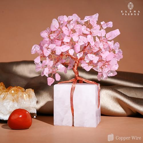Rose Quartz Crystal Tree of Life Unique Birthday Gifts for Women, Mom, Sister, Friends. Handcrafted Chakra Healing