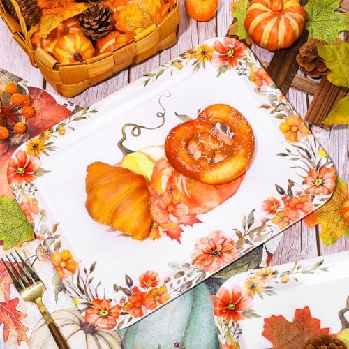 JarThenaAMCS 3Pcs Fall Serving Tray, Watercolor Floral Pumpkin, 10 x 13 in