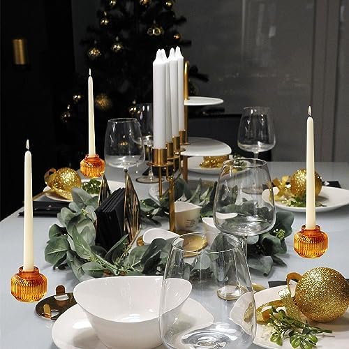 Woho 8pcs Candle Sticks Holder Decor, Amber Taper Candle Holders for Fall