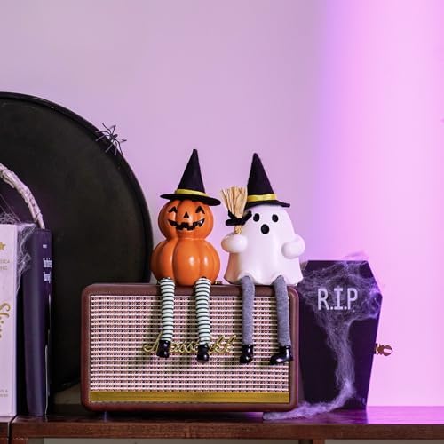 WDS WONDROUS Halloween Decoration-2 Pack Ghost Figurine & Pumpkin Statues