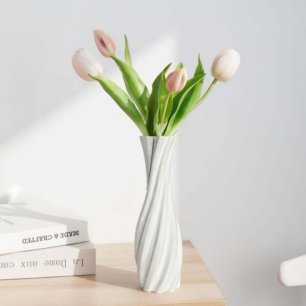 White Ceramic Decorative Vase / White-a, 12 Inch
