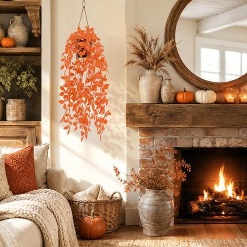 Der Rose 2Pcs Fake Fall Hanging Plants for Home Bathroom Wall Outdoor