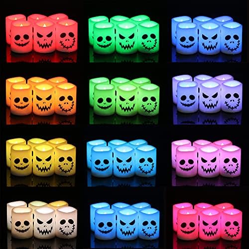 GenSwin Halloween Flameless Votive Candles Color Changing with Remote Timer