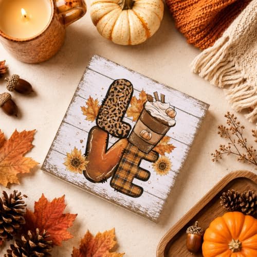 Fall Decorations for Home Pumpkin Spice Love Wood Sign Fall Decor