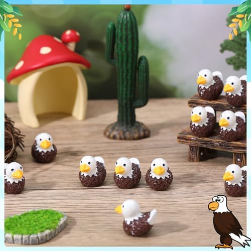 50 Pcs Bald Eagle Ducks Toy Figures, Mini Eagle Resin Ducks Bulk