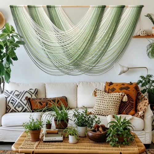 Macrame Wall Hanging Large Dip Dyed Boho Green Wall Art Decor 57"W*31"L