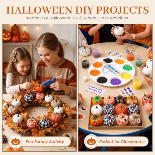 HAKACC 10 PCS Artificial Pumpkins, Fall Fabric Pumpkins Decor