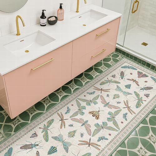 Hazo Haus Mint Green Washable Bathroom Rug - 2x4 Small Kitchen Rugs for Front Door Indoor Entrance, Low Pile Stain