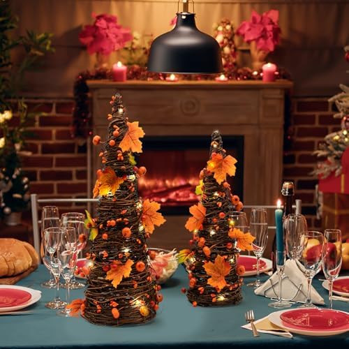 Fall Decor, Fall Tabletop Trees, Lighted Pumpkin Thanksgiving Decorations