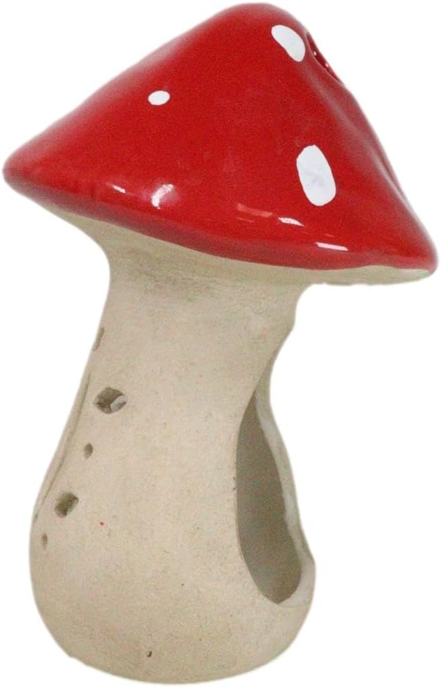 Whimsical Cottage Wicca Witchcraft Magic Toadstool Mushroom Ceramic Votive Tea / Red / Set of 2