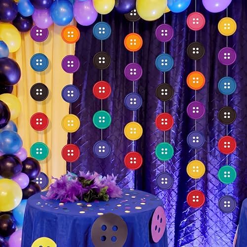 Xinnun 8 Pcs Colorful Button Garland Party Decorations Hanging Banners