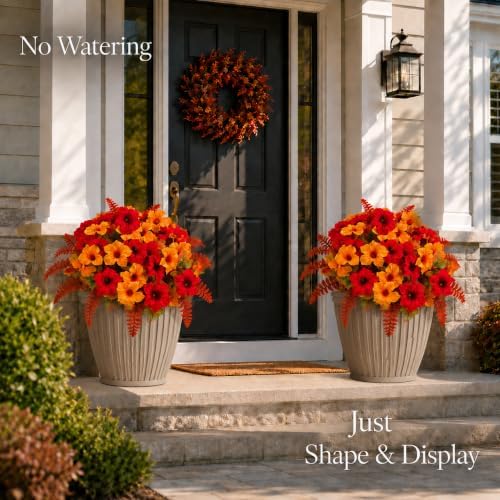 Agusbagli 6PCS Artificial Fall Flowers Morning Glory with Fern Grass