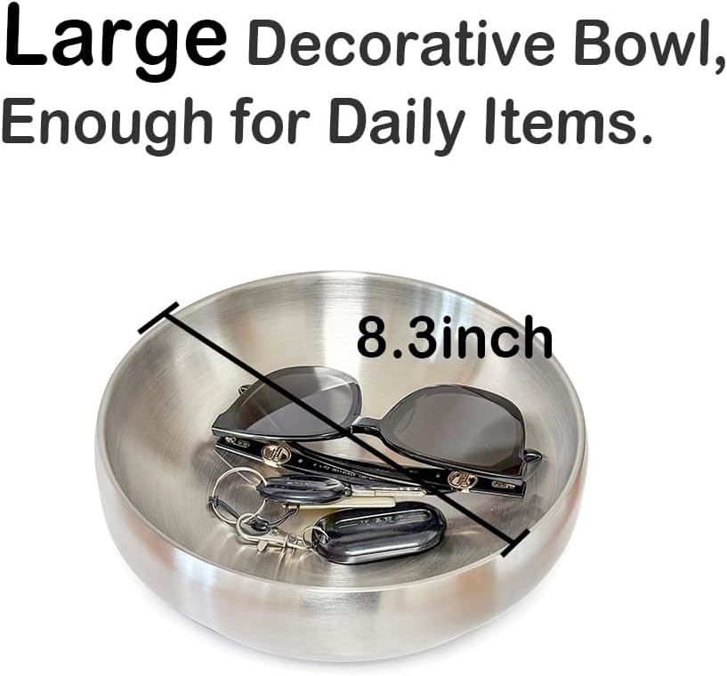 Keys Holder / Catch All Bowl / Silver / 8.3 Inch