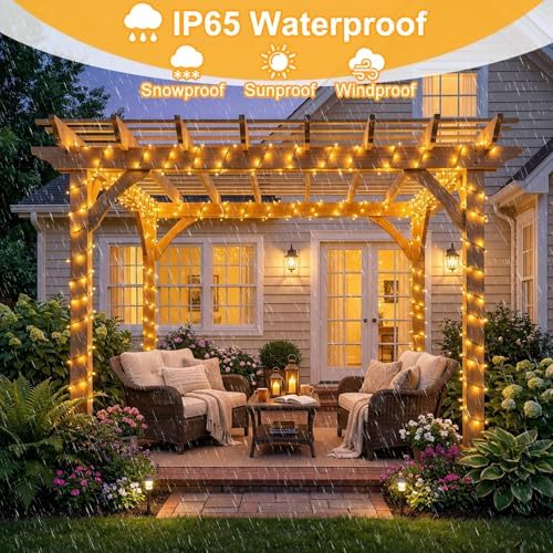 Warm White Christmas Lights Outdoor, 66FT 200 LED Christmas Tree Lights