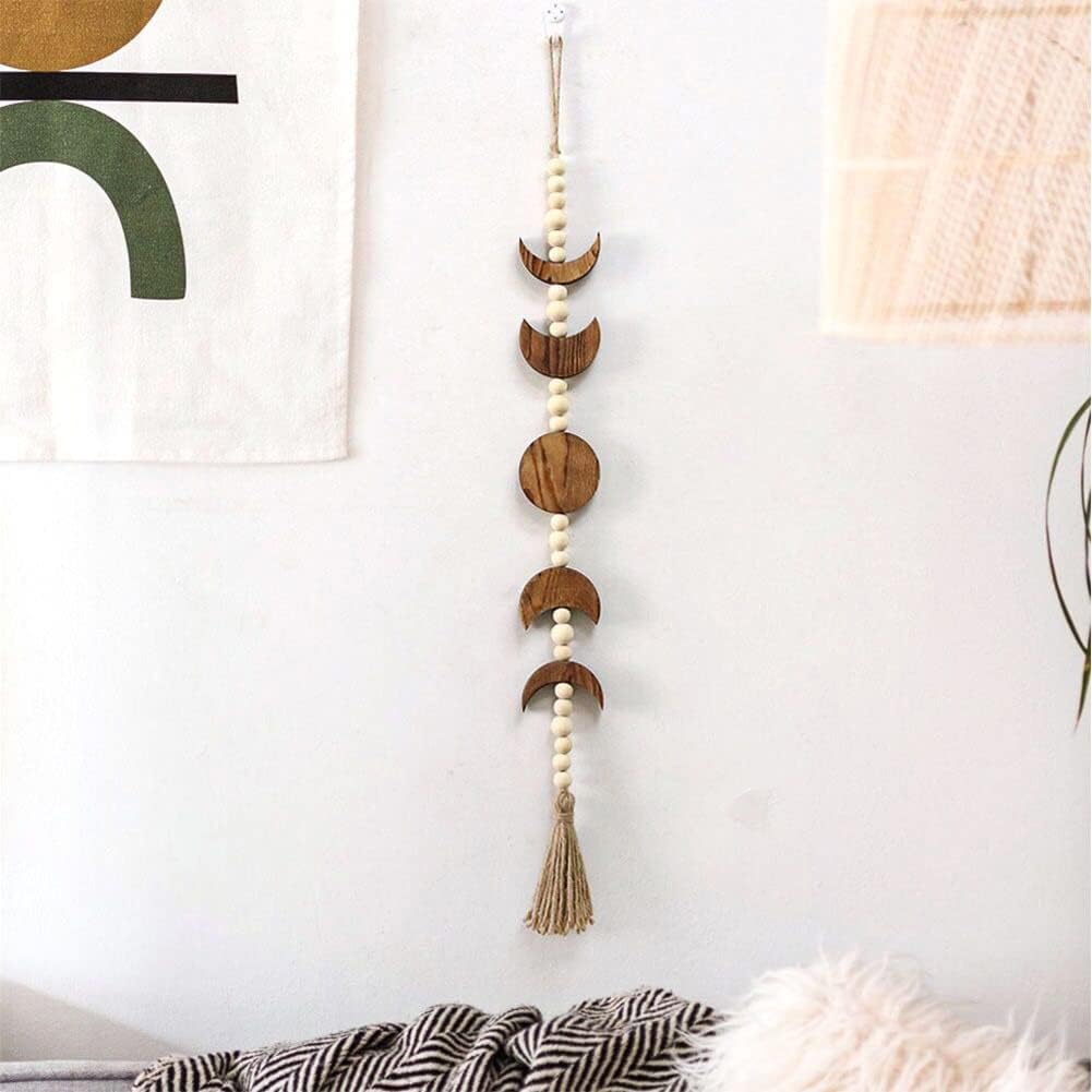 Beaded Moon Phase Decorative Hanging Ornaments Wall Hanging Pendant Bohemian Ethnic Style / Camel