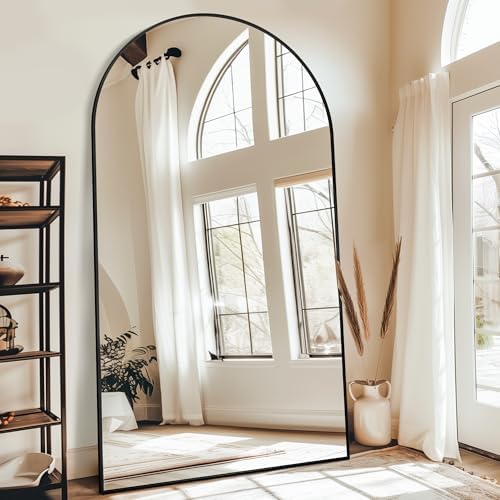 Antok 86" x46” Arched Full Length Mirror, Floor Mirror with Stand, Black