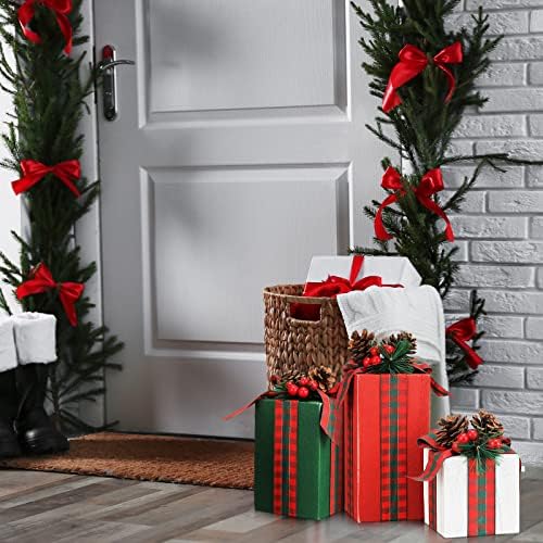 Amyhill 3 Pcs Christmas Table Centerpieces Christmas Wooden Present Decor