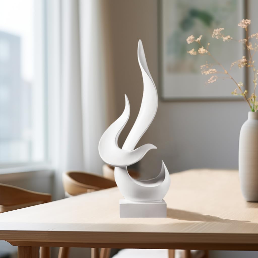 Decor Modern Flame Statue / White