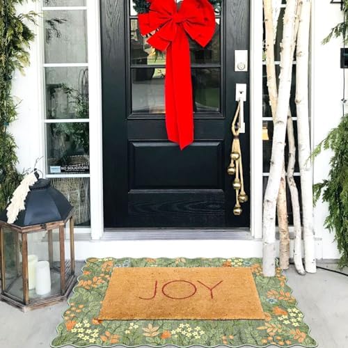 Front Door Mat Indoor Outside Entrance, 2x3 Sage Green Floral Rug