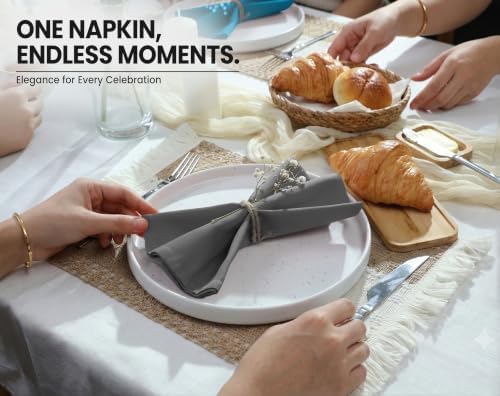 Ruvanti Cloth Napkins Set of 4, 18x18 Inches Napkins Cloth Washable, Soft, Durable, Absorbent, Cotton Blend. Table Dinner Napkins Cloth for Hotel, Lunch, Restaurant, Wedding Parties - Charcoal Grey