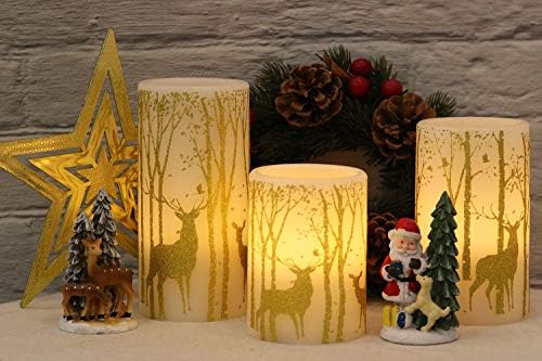 GenSwin Christmas Deer Flameless LED Candles Battery Operated with 6 Timer