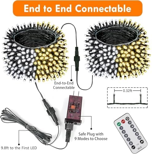 75.8FT Connectable Color Changing Christmas Lights with Remote Timer 200LED