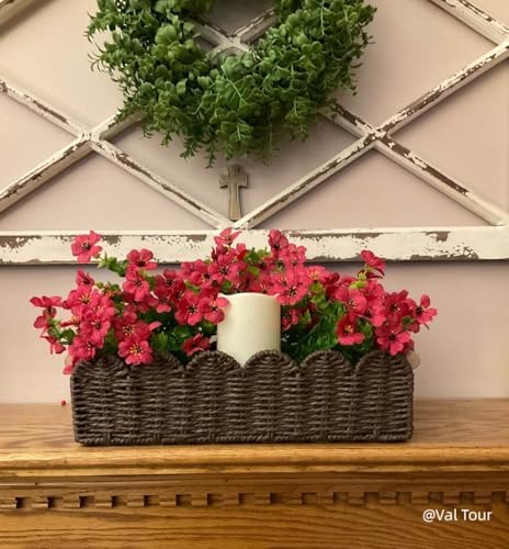 Paper Rope Scalloped Edge Shelves Storage Basket / Brown / 14 x 6.3 x 3.9 / M - In