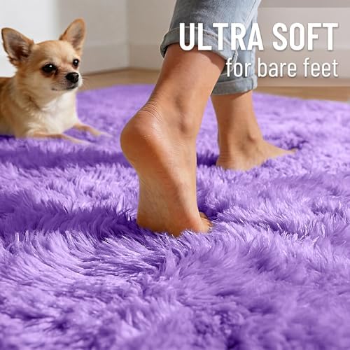 OLANLY Area Rugs for Living Room Bedroom, Machine Washable 4x5.9 ft Soft Fluffy Shaggy Bedside Rug, Indoor Floor Carpet