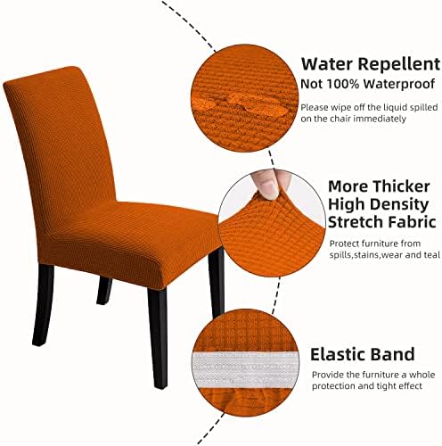 Chair Covers for Dining Room - Stretch Chair Slipcovers for Decorative Seat Protector Armless Removable Washable Elastic Dinner Universal Spandex Solid Chair Slip Covers Set (autumn orange,4)