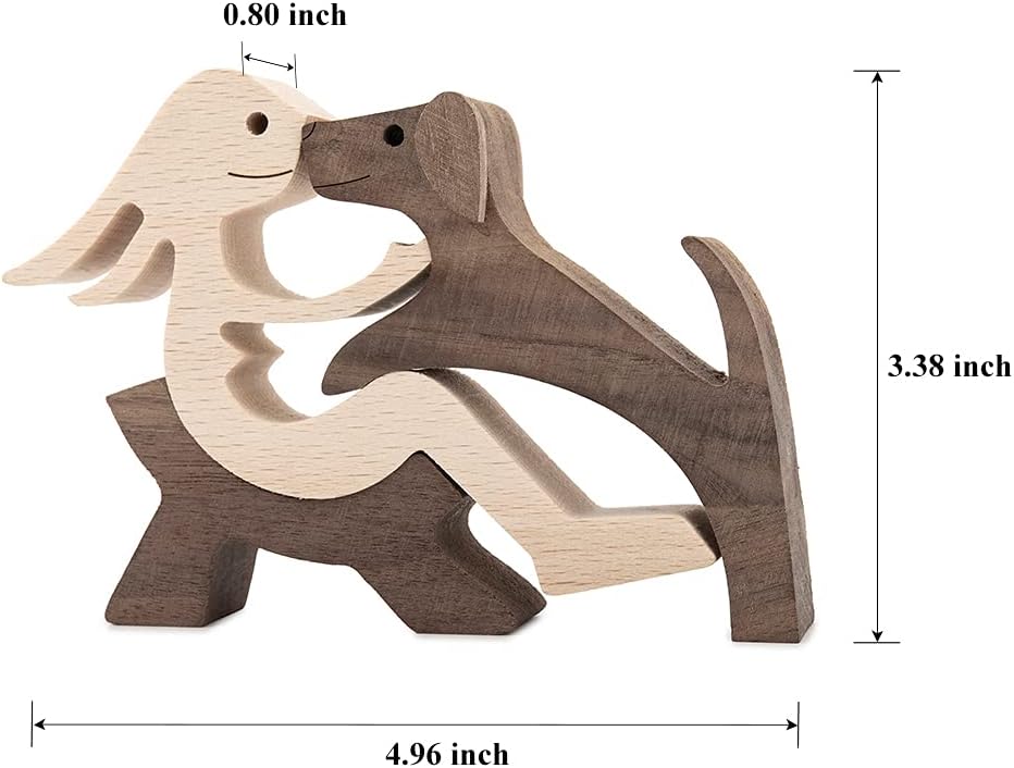 Handmade Wooden Statue / Relaxing Woman and Dog