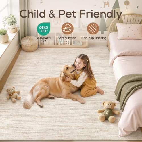 Nakagishi Boho 9x12 Area Rug Living Room Rugs Machine Washable Beige