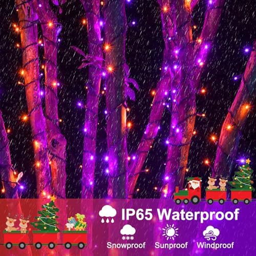 Orange and Purple Halloween Lights, 66FT 200 LED Outdoor String Lights