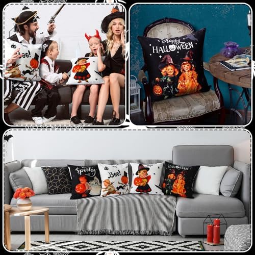 GlikCeil Set of 16 Halloween Pillow Covers 18 x 18 Inch Holiday Throw Pillow Covers Christmas Winter Fall Seasonal Pillowcases Decorative Cushion Pillowcases for Farmhouse Home Couch Sofa Decor