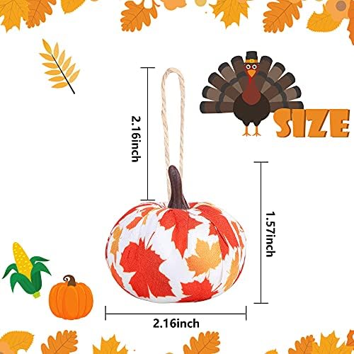 12PCS Fall Thanksgiving Plaid Fabric Wrapped Pumpkin Shaped Ornament
