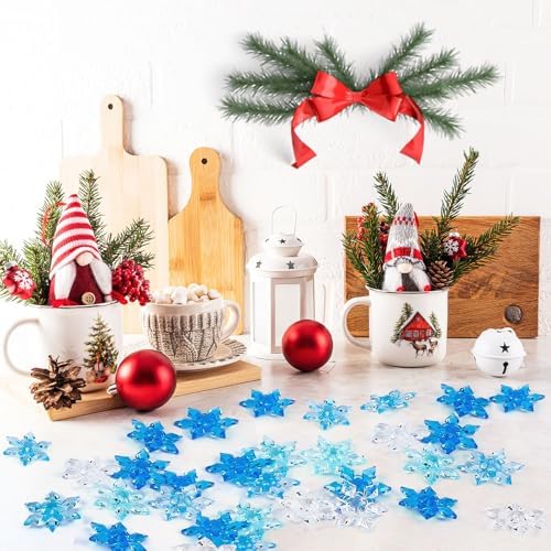 120Pcs Winter Vase Filler Acrylic Snowflake Ornaments Crystals Gem