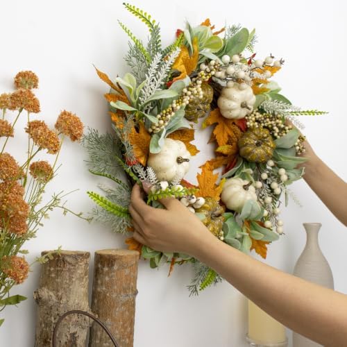 22 Inch Fall Wreaths for Front Door Fall Door Wreaths Pumpkin Autumn Wreath