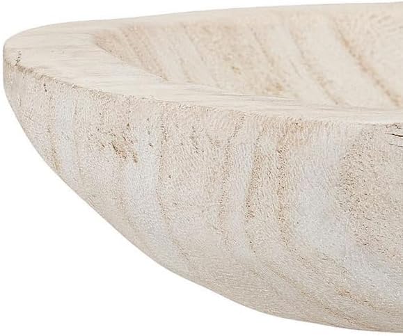 Hand-Carved Paulownia Wood Bowl / White