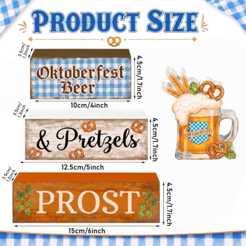 Colingmill 4 Pcs Oktoberfest Table Decorations Wooden Beer Sign