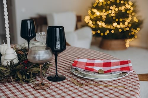 Holidays Cloth Dinner Napkins - 12 Pack, 20"x20", 100% Cotton Christmas Dinner Napkins with Plaid Pattern - Reusable, Washable & Environment-friendly Gingham Cloth Red Napkins for Parties and Weddings