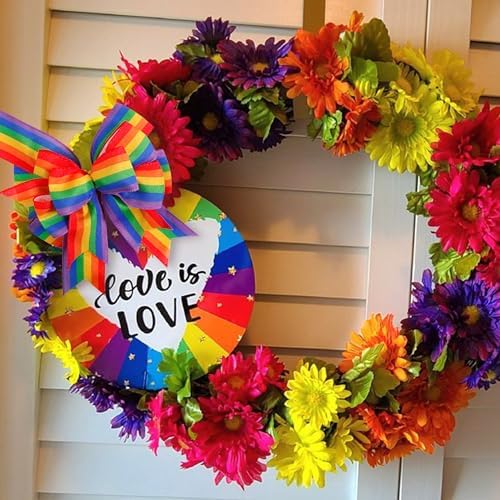 SIMISI RIBBON Pride Wreath Bow Rainbow Stripe Decorations Lesbian Gay Burlap Ornaments